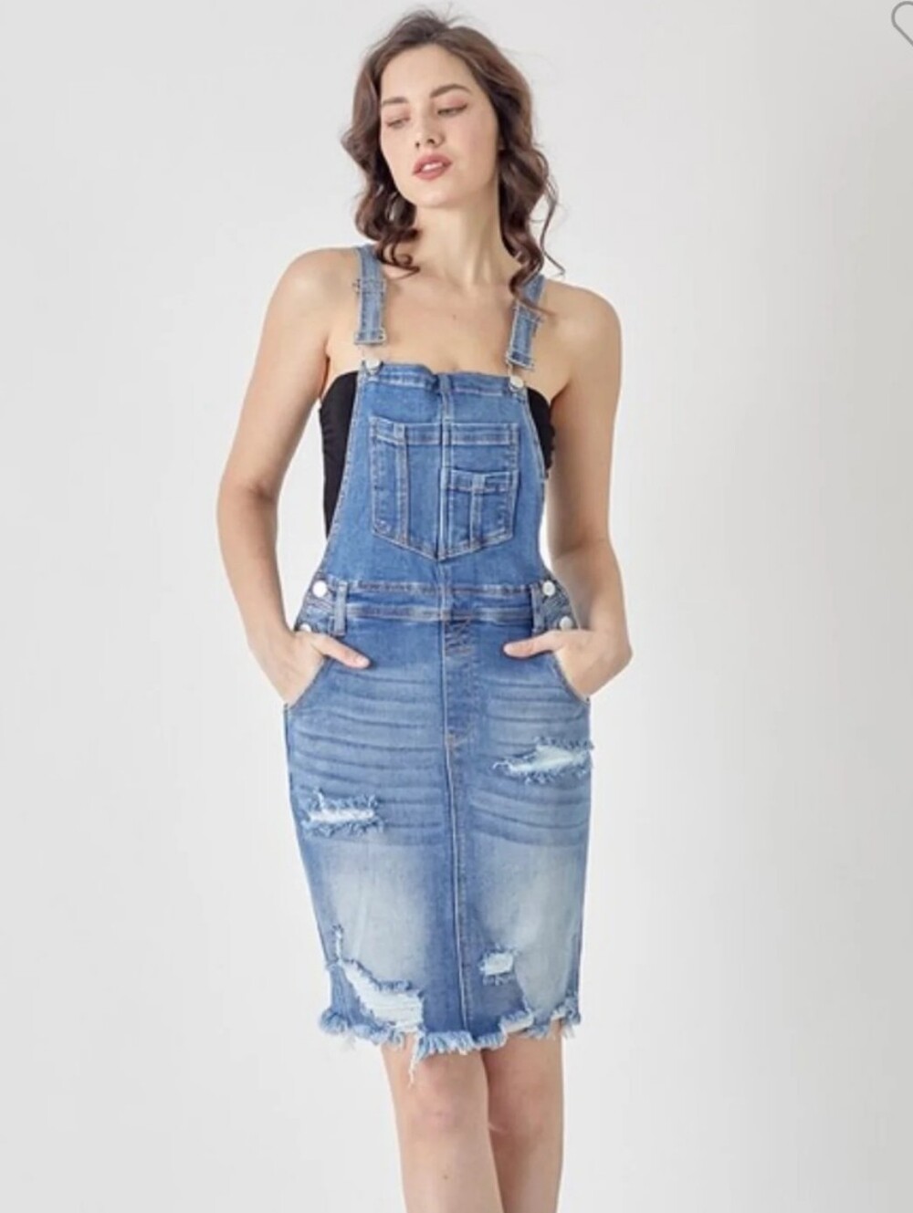 Risen Denim Distressed Skirtall